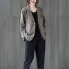 #5213 Spring Autumn Vintage Cotton Linen Blazer Women Vertrical Striped Blazer Female Loose Single Buttons Womens Blazers Jacket