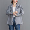 #5214 Spring Double Breasted Blazer Women Long Sleeved Casual Vintage Striped Coats Female Plus Size Ladies Blazers And Jackets