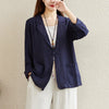 #5218 Vintage Cotton Linen Blazer Women Single Buttons Women Blazers And Jackets Solid Loose Retro Blazer Femme Long Sleeved