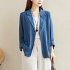 #5218 Vintage Cotton Linen Blazer Women Single Buttons Women Blazers And Jackets Solid Loose Retro Blazer Femme Long Sleeved