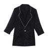 #5234 Black Plus Size Blazer For Women Single Buttons Casual Blazer Woman Three Quarter Sleeve Chiffon Blazer Coat Thin Elegant