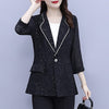 #5234 Black Plus Size Blazer For Women Single Buttons Casual Blazer Woman Three Quarter Sleeve Chiffon Blazer Coat Thin Elegant