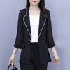 #5234 Black Plus Size Blazer For Women Single Buttons Casual Blazer Woman Three Quarter Sleeve Chiffon Blazer Coat Thin Elegant