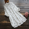5628 Spring Women Blouse Simple Japan Style Printing Long Sleeve Turndown Collar Cotton Blouse Women Literary Shirt Top