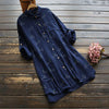 5628 Spring Women Blouse Simple Japan Style Printing Long Sleeve Turndown Collar Cotton Blouse Women Literary Shirt Top
