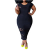 #57 Women's Clothing Of Large Sizes Ladies Casual Plus Size Dress Solid Ripped Short Sleeve Dresses Robe Grande Taille