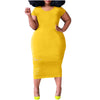 #57 Women's Clothing Of Large Sizes Ladies Casual Plus Size Dress Solid Ripped Short Sleeve Dresses Robe Grande Taille