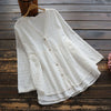 5843 spring women sweety mori girl hollow embroidery blouse V-Neck long sleeve Cotton women loose shirt tops