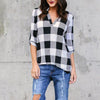 5XL Fashion White Black Green Plaid Shirt Female Office Shirt Women Tops Blouses Long Sleeve Flannel Shirt Plus Size Blusas