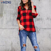 5XL Fashion White Black Green Plaid Shirt Female Office Shirt Women Tops Blouses Long Sleeve Flannel Shirt Plus Size Blusas