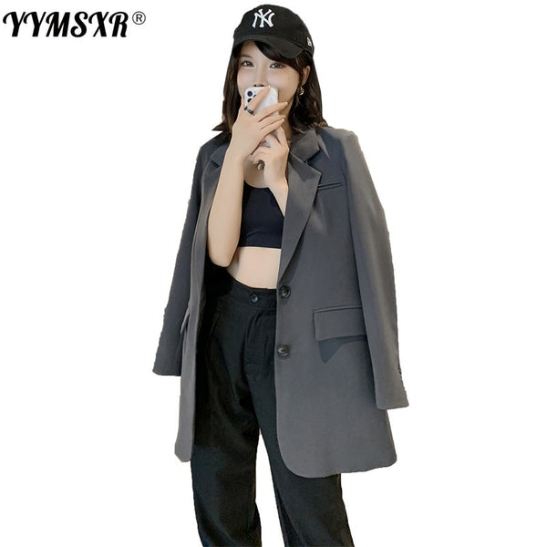 5XL Jacket Women 2022 Autumn and Winter Korean Style Elegant Loose Single-breasted Ladies Long-sleeved Suit