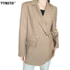 5XL Large Size Women's Office Jacket  Autumn and Winter Double-breasted Loose Long-sleeved Ladies Jacket Elegant