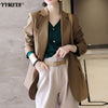 5XL Large Size Women's Office Jacket  Autumn and Winter Double-breasted Loose Long-sleeved Ladies Jacket Elegant