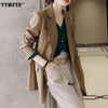 5XL Large Size Women's Office Jacket  Autumn and Winter Double-breasted Loose Long-sleeved Ladies Jacket Elegant