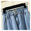 5XL Plus Size Straight Jeans For Women 2022 Spring Autumn Tassels Blue Loose Denim Trousers Elastic Waist Wide Leg Pants