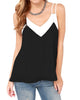 5XL Sexy Women Plus Size Chiffon Top Strap Contrast V-Neck Sleeveless Vest Top Camisole White Fashion Summer Casual Tank Top
