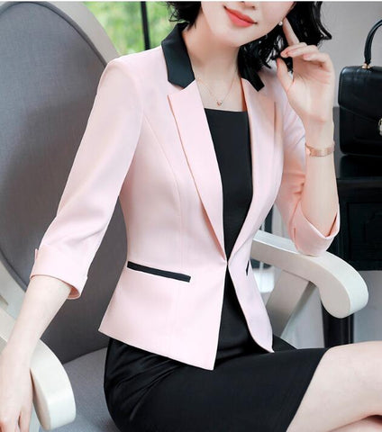 5XL Spring Plus Size Office Women's Suit Blazer Slim White Jacket Female Button Feminine Coat Patchwork Coats Jackets Blazers