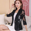 5XL Spring Summer Women Thin Cardigan Sun Protection Clothing Hollow Lace Slim Shawl Top Office Ladies Work Wear E103