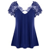 5xl Plus Size Lace Patchwork Tunic Shirts V-neck Short Sleeve Blouses Top Casual Summer Blouse Women Elegant Топ Женский