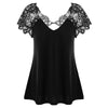 5xl Plus Size Lace Patchwork Tunic Shirts V-neck Short Sleeve Blouses Top Casual Summer Blouse Women Elegant Топ Женский
