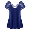 5xl Plus Size Lace Patchwork Tunic Shirts V-neck Short Sleeve Blouses Top Casual Summer Blouse Women Elegant Топ Женский
