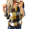 5xl Plus Size Plaid Women's Tunic Casual Long Sleeve V Neck Tunic Top Printng Blouse Wimen Топ С Длинным Рукавом