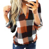 5xl Plus Size Plaid Women's Tunic Casual Long Sleeve V Neck Tunic Top Printng Blouse Wimen Топ С Длинным Рукавом