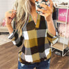 5xl Plus Size Plaid Women's Tunic Casual Long Sleeve V Neck Tunic Top Printng Blouse Wimen Топ С Длинным Рукавом