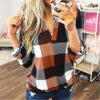 5xl Plus Size Plaid Women's Tunic Casual Long Sleeve V Neck Tunic Top Printng Blouse Wimen Топ С Длинным Рукавом