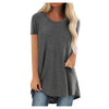 5xl Plus Size Women's Tunic Soild Long Shirts Round Neck Short Sleeve Casual Blouses Summer Women Clothing Bluzka Damska