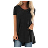 5xl Plus Size Women's Tunic Soild Long Shirts Round Neck Short Sleeve Casual Blouses Summer Women Clothing Bluzka Damska