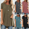 5xl Plus Size Women's Tunic Soild Long Shirts Round Neck Short Sleeve Casual Blouses Summer Women Clothing Bluzka Damska