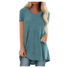 5xl Plus Size Women's Tunic Soild Long Shirts Round Neck Short Sleeve Casual Blouses Summer Women Clothing Bluzka Damska