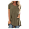 5xl Plus Size Women's Tunic Soild Long Shirts Round Neck Short Sleeve Casual Blouses Summer Women Clothing Bluzka Damska