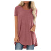 5xl Plus Size Women's Tunic Soild Long Shirts Round Neck Short Sleeve Casual Blouses Summer Women Clothing Bluzka Damska