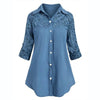 5xl Plus Szie Patchwork Tunic Shirts Women's Autumn Spring Button Blouse Tops Turn Down Collar Long Sleeve Tunic Рубашка Женская