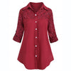 5xl Plus Szie Patchwork Tunic Shirts Women's Autumn Spring Button Blouse Tops Turn Down Collar Long Sleeve Tunic Рубашка Женская