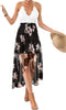 Blooming Jelly Women's Deep V Neck Sleeveless Summer Asymmetrical Floral Maxi Dress