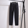 61664 Autumn Women’s Jeans High Waist Loose Wide Legs All-matching Simple Pockets Zipper Black Casual Female Denim Pants