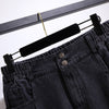 61664 Autumn Women’s Jeans High Waist Loose Wide Legs All-matching Simple Pockets Zipper Black Casual Female Denim Pants