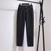 61664 Autumn Women’s Jeans High Waist Loose Wide Legs All-matching Simple Pockets Zipper Black Casual Female Denim Pants
