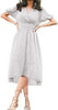 Women's Floral Wrap V-Neck Midi Dress Short Sleeve Boho Summer Beach Long Dress High Low Hem Smocked Dress Women