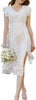Women's V Neck Ruffle Sleeve Summer Dress 2023 Split Flowy Tiered Midi Dress Wedding Guest Cocktail Dresses