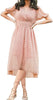 Women's Floral Wrap V-Neck Midi Dress Short Sleeve Boho Summer Beach Long Dress High Low Hem Smocked Dress Women