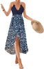 Blooming Jelly Women's Deep V Neck Sleeveless Summer Asymmetrical Floral Maxi Dress