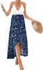 Blooming Jelly Women's Deep V Neck Sleeveless Summer Asymmetrical Floral Maxi Dress