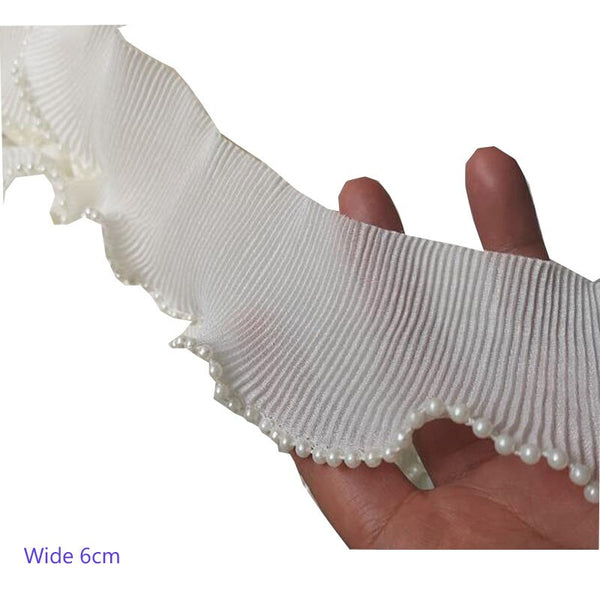 6CM Wide Embroidery White flower lace fabric trim ribbon DIY sewing Ruffle applique collar wedding dress guipure cloth decor
