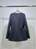 7.27 GuliChic Women Scoop Neck Single Breasted Collect Waist Slim Midi Blazer