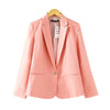 7 Color Women Candy Color One Button Blazers Notched Long Sleeve Pockets Slim Suits Ladies Fashion Casual Office Work Coats