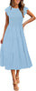 Women's Summer Short Sleeve Smocked Midi Dress Crewneck Swiss Dot Flowy Tiered Dresses
